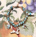 Candy-Girl Charm Bracelet with Blue Woven and Metal Alloy Charms