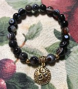 Genuine Obsidian Bracelet with OM Talisman Genuine Obsidian Bracelet with OM Talisman