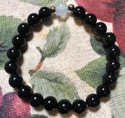 Genuine Black Onyx Healing and Empowerment Bracelet with Blue Opal bead