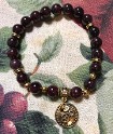 Genuine Red Garnet Gemstone Bracelet with Gold OHM Talisman